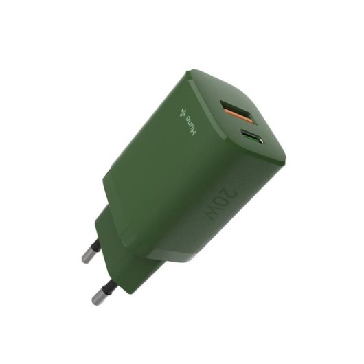 Carregador Hune AT-ACC-KI-059BOS 20W com cabo USB-C 1,2 m verde floresta