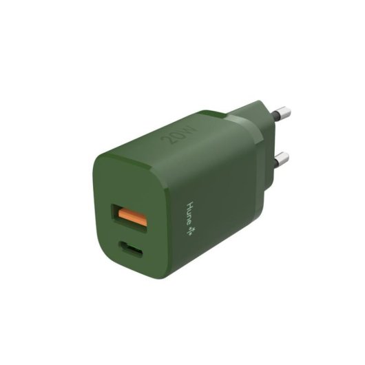 Carregador Hune AT-ACC-KI-059BOS 20W com cabo USB-C 1,2 m verde floresta