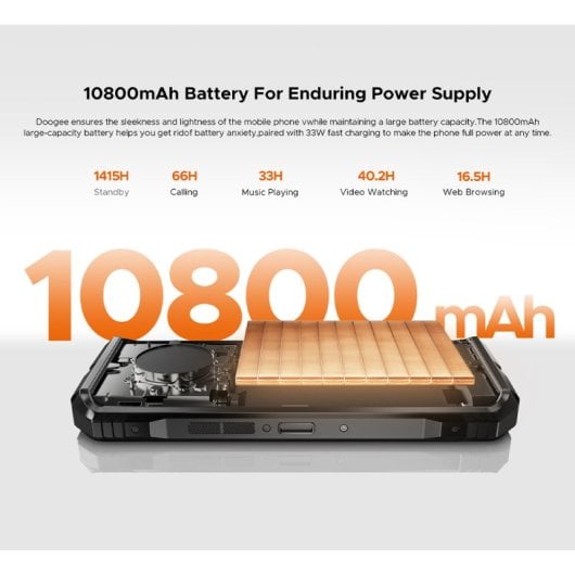 DOOGEE S Punk Pro 8 Go 512 Go 10 800 mAh Double SIM 4G Android 14 NFC Empreinte digitale Argent