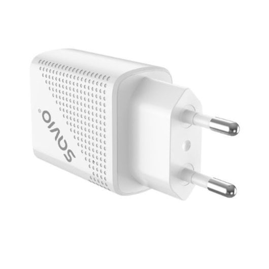 Chargeur Savio LA-05 18 W double USB 3.0 + PD avec câble de 1 m, protection universelle blanche