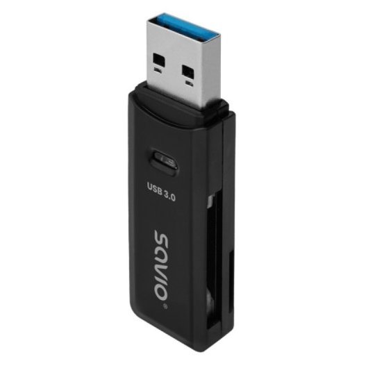 Lector de tarjetas Savio AK-64 USB 3.0 Negro hasta 5 Gbps Compatible MicroSD SD
