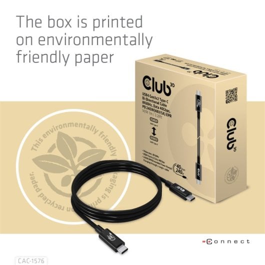 Cable Club 3D CAC-1576 USB4 1m 40Gbps Power Delivery 240W Negro