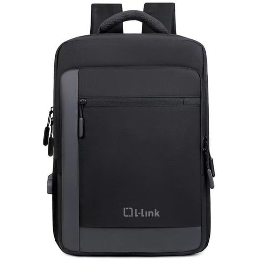 L-Link LL-15.6 Wasserabweisender Rucksack mit USB-Ladeanschluss, gepolstert, Grau, 470 g, 15,6 Zoll