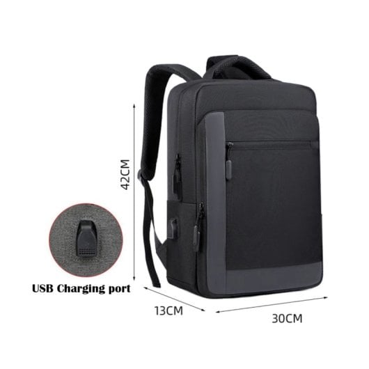L-Link LL-15.6 Wasserabweisender Rucksack mit USB-Ladeanschluss, gepolstert, Grau, 470 g, 15,6 Zoll