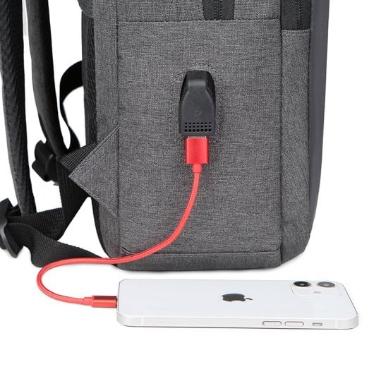 L-Link LL-15.6 Wasserabweisender Rucksack mit USB-Ladeanschluss, gepolstert, Grau, 470 g, 15,6 Zoll
