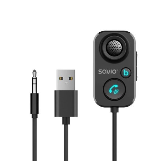 Transmisor Bluetooth Savio TR-13 5.1 Manos Libres 3.5mm USB Google Assistant Siri Negro