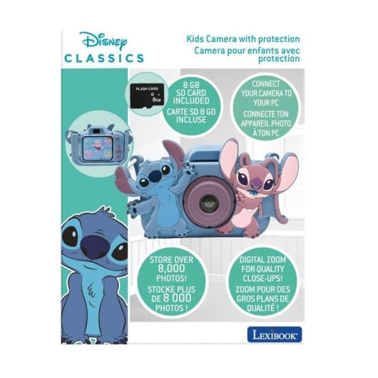 Lexibook Stitch DJ078D 8 GB Kinder-Digitalkamera, 5 Spiele, 15 Bilder, Silikonschutz
