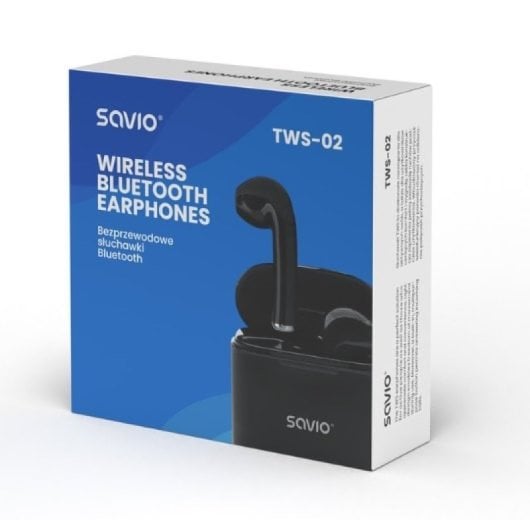 Auriculares Savio inalámbricos Bluetooth 5.0 con micrófono integrado y base de carga