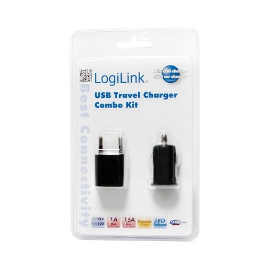Cargador USB LogiLink PA0076 12-24V 5V 1A Negro Auto/Interior Puerto USB 2.0