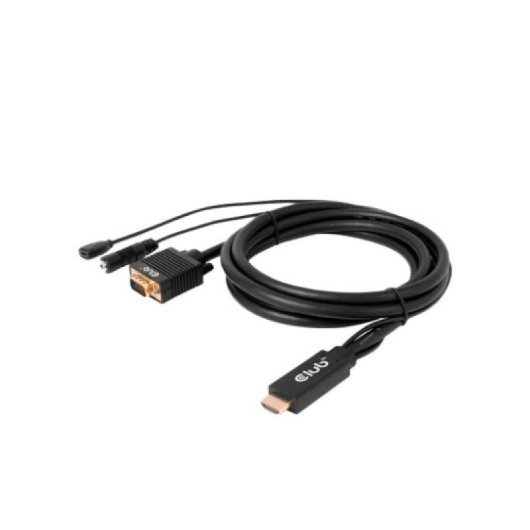 Adaptador Club 3D CAC-1712 HDMI a VGA con audio 2m 1080p chapado oro negro