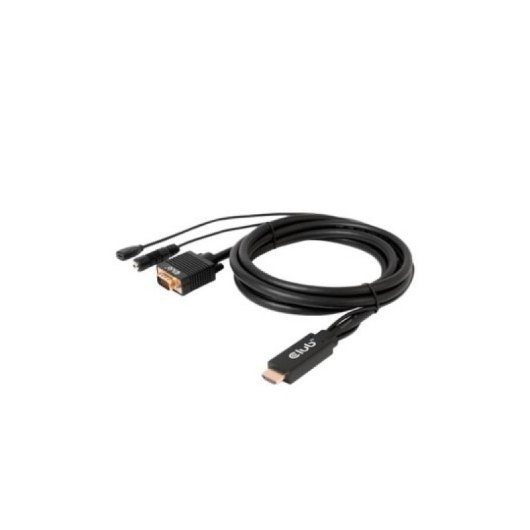 Adaptador Club 3D CAC-1712 HDMI a VGA con audio 2m 1080p chapado oro negro