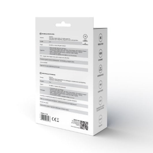 Savio CL-148 2.1 8K 3M abgewinkeltes HDMI-Kabel (Stecker auf Stecker, geflochten, blau-schwarz)