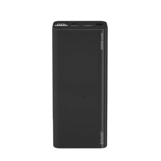 Savio BA-05 Power Bank 20000mAh Ecrã LED Carregamento rápido 2xUSB-A 1xUSB-C Preto