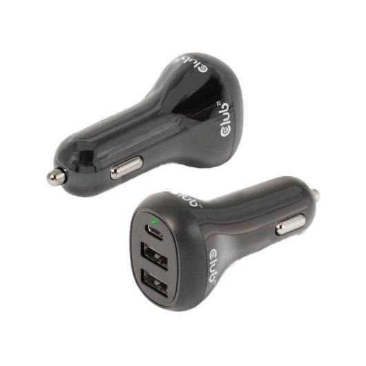 Cargador de coche Club 3D 36W 2xUSB-A 1xUSB-C carga rápida portátil y móvil