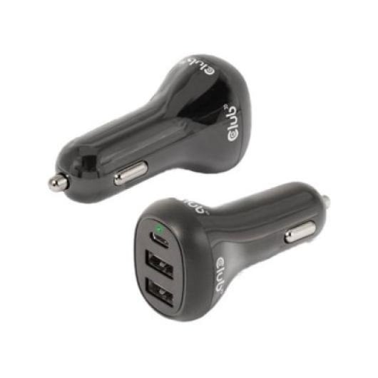 Cargador de coche Club 3D 36W 2xUSB-A 1xUSB-C carga rápida portátil y móvil