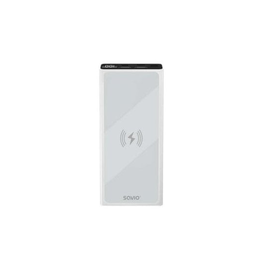 Power Bank Savio BA-06 10000mAh Branco Indução Carregamento Rápido Entrega de Energia LED