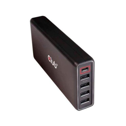 Cargador Club 3D CAC-1903 111W 5 Puertos USB-A USB-C Power Delivery Negro