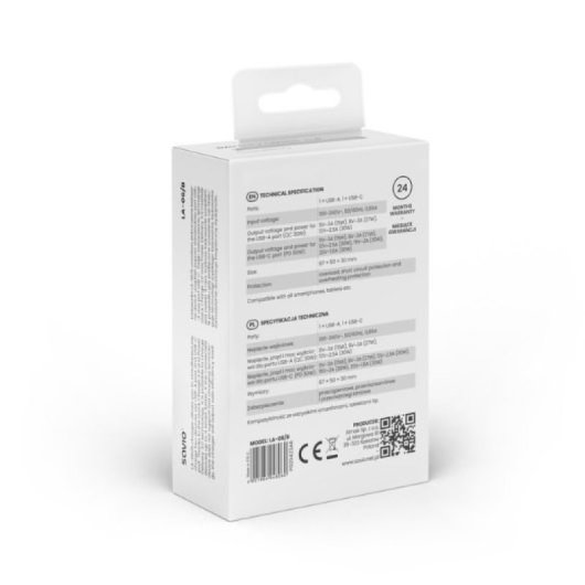 Cargador Savio LA-06 30W Dual USB 3.0 1*PD 1*USB(A) Protección Negro