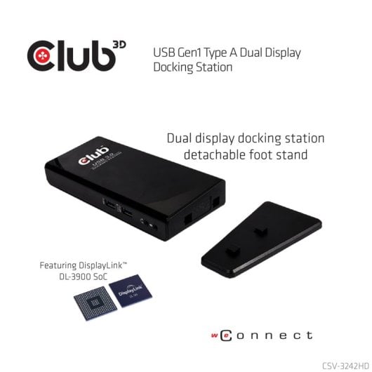 Docking Station Club 3D USB 3.2 Gen1 Type A 1x HDMI 1x DVI-I 6x USB-A RJ45 Audio 3.5 mm Negro