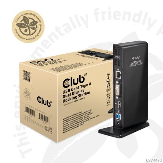 Docking Station Club 3D USB 3.2 Gen1 Type A 1x HDMI 1x DVI-I 6x USB-A RJ45 Audio 3.5 mm Negro