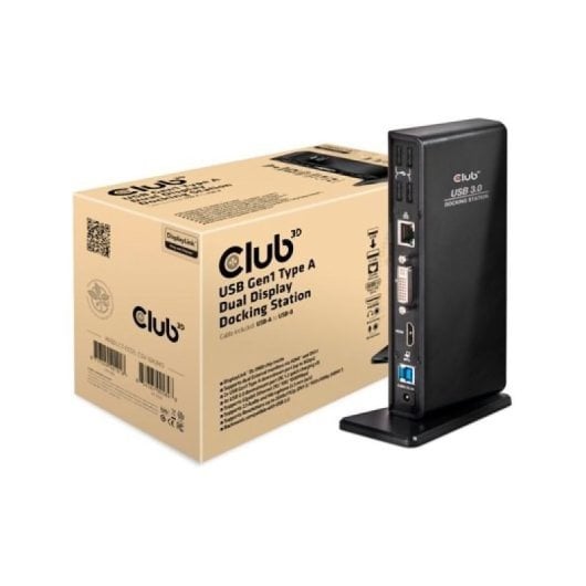 Docking Station Club 3D USB 3.2 Gen1 Type A 1x HDMI 1x DVI-I 6x USB-A RJ45 Audio 3.5 mm Negro