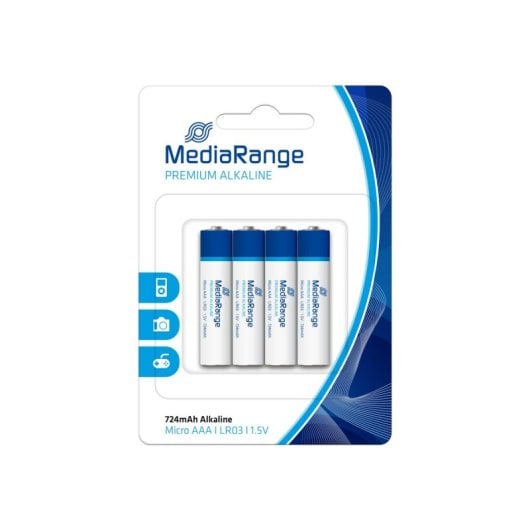 Mediarange MRBAT101 AAA Alcaline 1,5 V 724 mAh, 4 pièces en blister