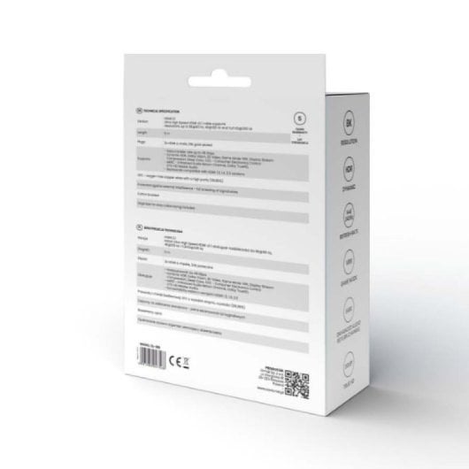 Cavo HDMI 2.1 intrecciato Savio CL-169 da 5 m, 8K blu e nero HDR 48 Gbps oro