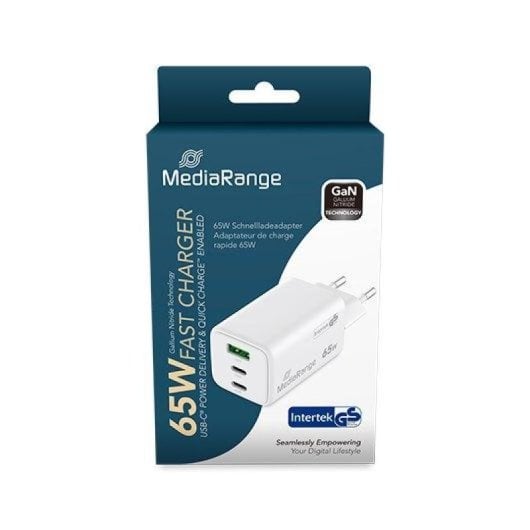 Chargeur MediaRange MRMA116-2 65 W Blanc 2 x USB-C 1 x USB-A Charge rapide