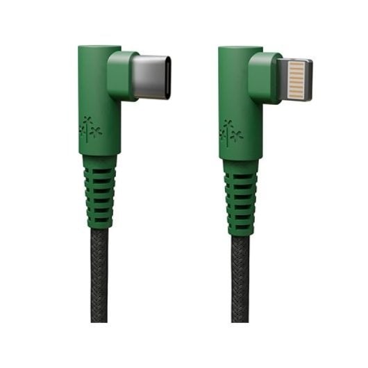Cable Hune ECO USB-C a Lightning 1.2m Verde Bosque 3A 90° Malla Reciclada