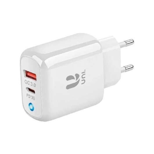 Chargeur Unico Plus HC1278 30 W double USB-C + USB-A Power Delivery 3 A Blanc