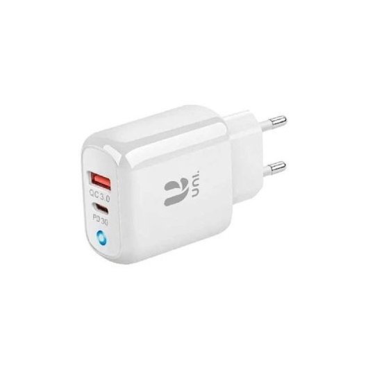 Chargeur Unico Plus HC1278 30 W double USB-C + USB-A Power Delivery 3 A Blanc