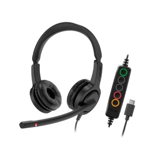 Auscultadores Axtel com USB-C e cabo de 3,5 mm, cancelamento de ruído e microfone profissional