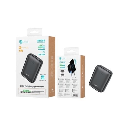 Power Bank Uni 12000mAh 22.5W USB-C Negro compacto