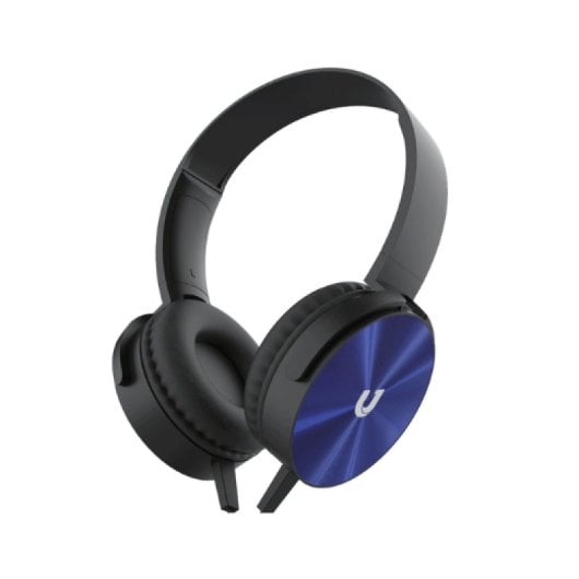 Casque Unico Plus avec câble jack 3,5 mm et microphone, bandeau bleu