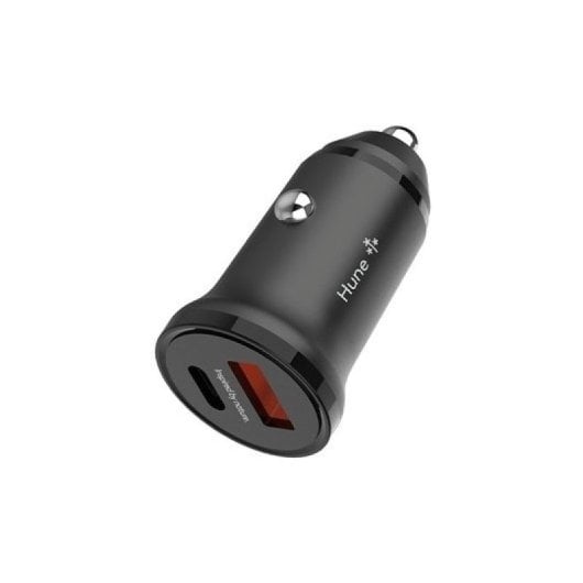 Hune Eco Cargador de Auto 20 W USB-C y 18 W USB-A Carga Rápida Negro Noche