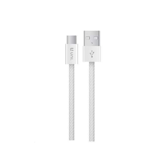Cabo Uni USB-C para USB-A 1m 3A 60W Branco TPE Nylon Carregamento Rápido
