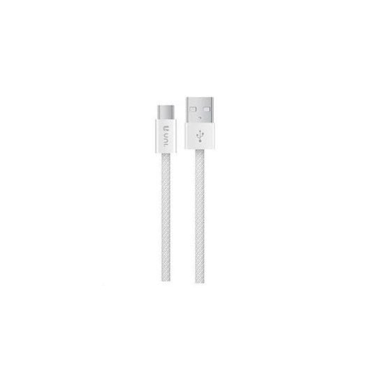 Cabo Uni USB-C para USB-A 1m 3A 60W Branco TPE Nylon Carregamento Rápido