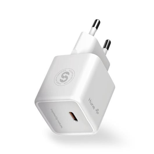 Hune Eco Cargador Mini 20 W Puerto USB-C Carga Rápida Blanco Nieve