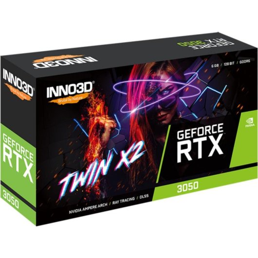 Tarjeta Gráfica Inno3D RTX 3050 Twin X2 6GB GDDR6 doble ventilador PCIe 4.0