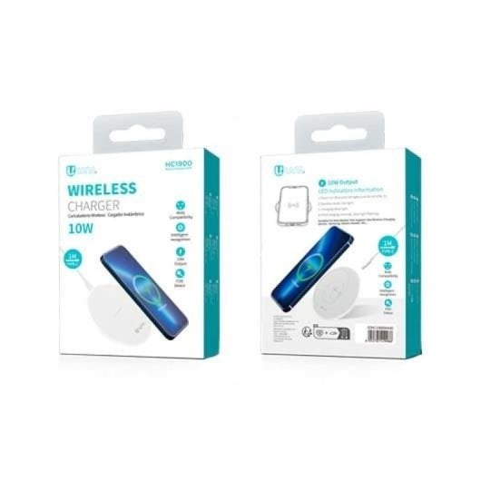 Caricabatterie wireless Uni da 10 W, USB-C 2A, cavo sintetico ABS bianco, 1 m