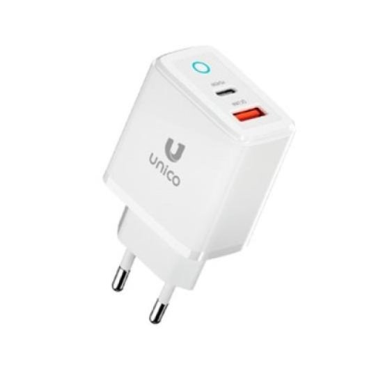 Cargador Unico Plus HC1694 45W USB A USB-C PD3.0 Blanco carga rápida