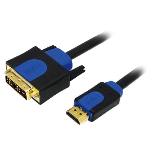 Cable LogiLink CHB3103 HDMI a DVI-D 3m macho/macho contactos oro negro