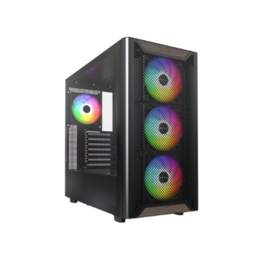 Torre ATX Montech XR WOOD (B) Negro Midi-Tower 4x120mm RGB Ventana Lateral