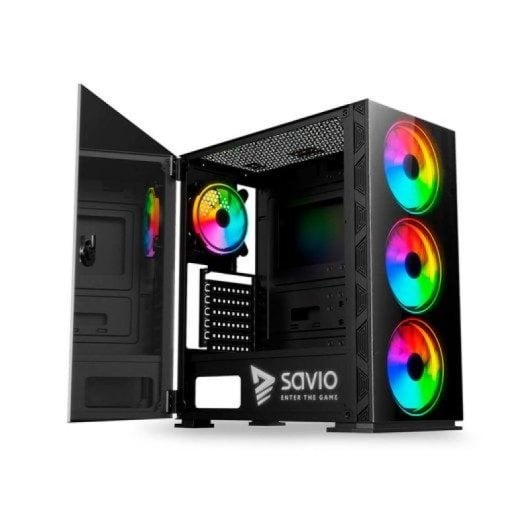 Torre ATX Savio Prime X1 ARGB 4 Ventiladores Vidrio Templado Negra