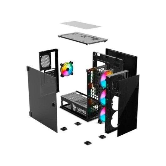 Torre ATX Savio Prime X1 ARGB 4 Ventiladores Vidrio Templado Negra