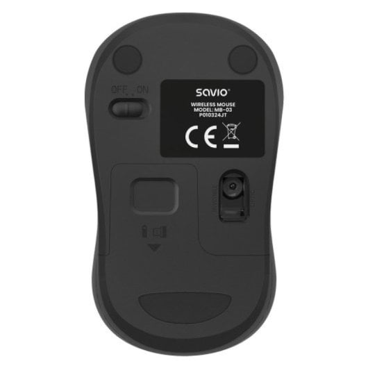 Mouse wireless Savio 1000 DPI Bluetooth USB compatto nero con ricevitore incluso