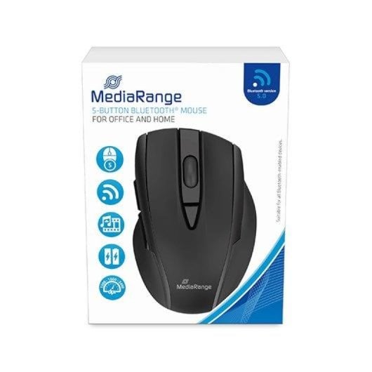 MediaRange Kabellose Bluetooth-Maus, 2400 DPI, 5 Tasten, ergonomisch, Gummi