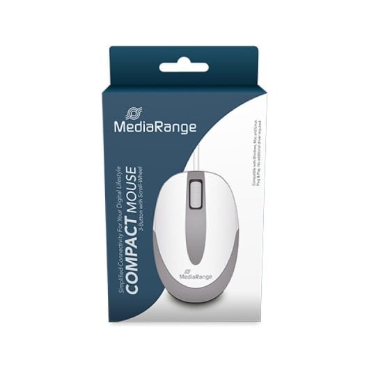 Ratón MediaRange con cable 1000 DPI ergonomía mano derecha gris/blanco 1.5 m