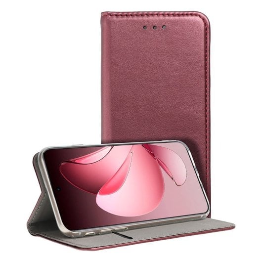 Capa Flip Cool para Oppo Reno 13 Pro 5G, cor vinho suave