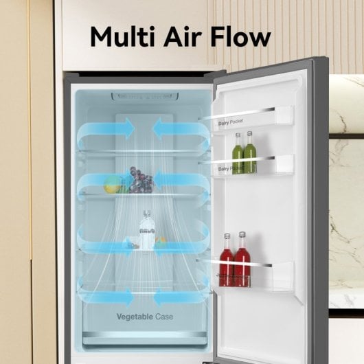 Frigorífico Combi VOK de 335 L en Inox 195,3 cm, Total No-Frost Sistema Multi Airflow Display en Puerta Puerta Reversibl